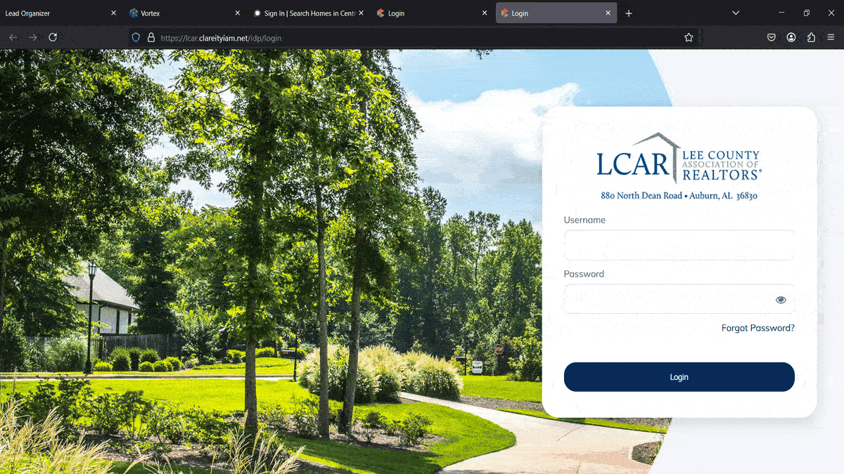 screenshots of CINC, MLS, and Vortex login pages